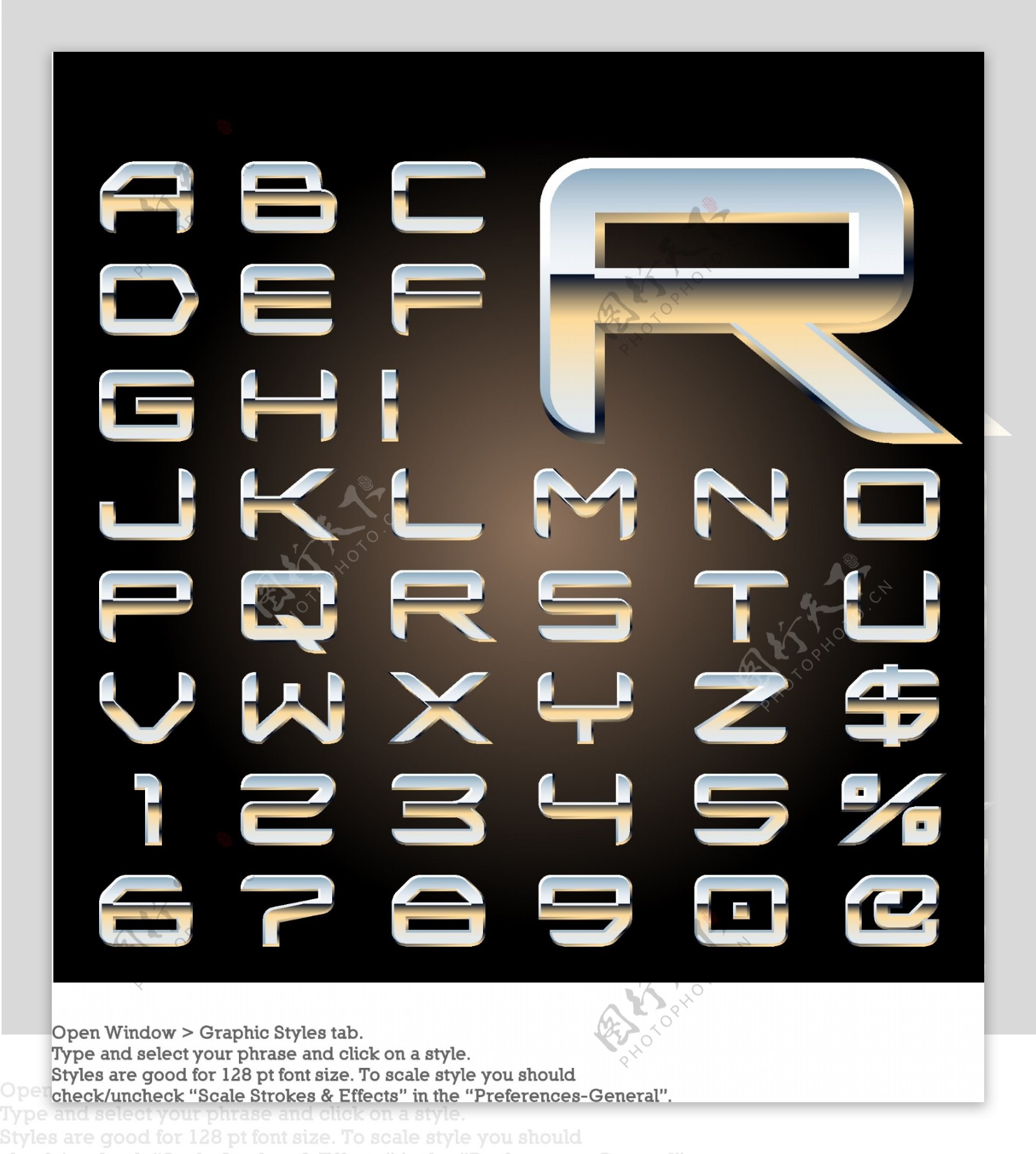 金属质感样式字体设计矢量素材