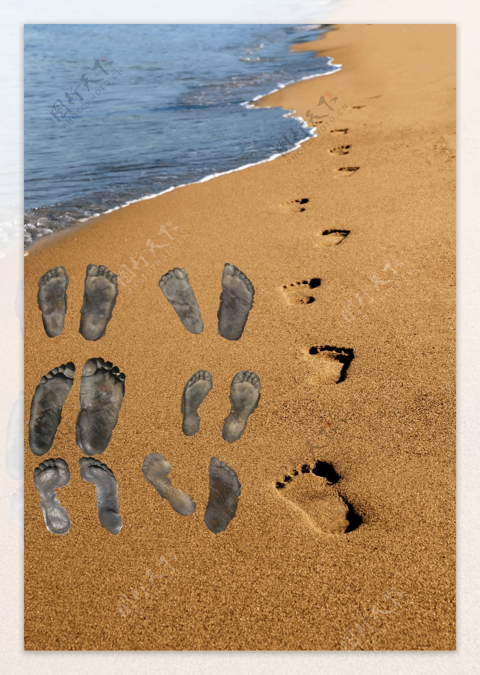 沙滩上的脚印图片素材-编号26425228-图行天下