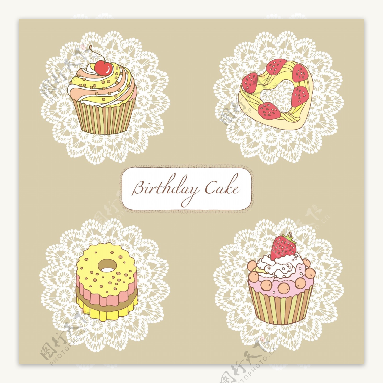生日蛋糕花纹标签图片