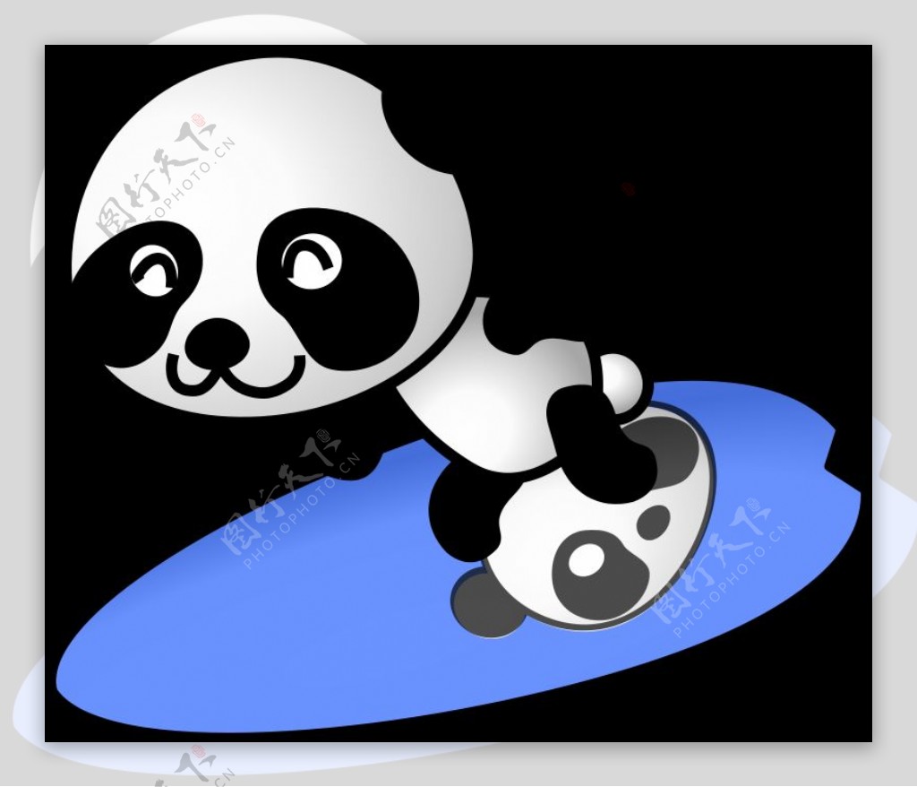冲浪的熊猫