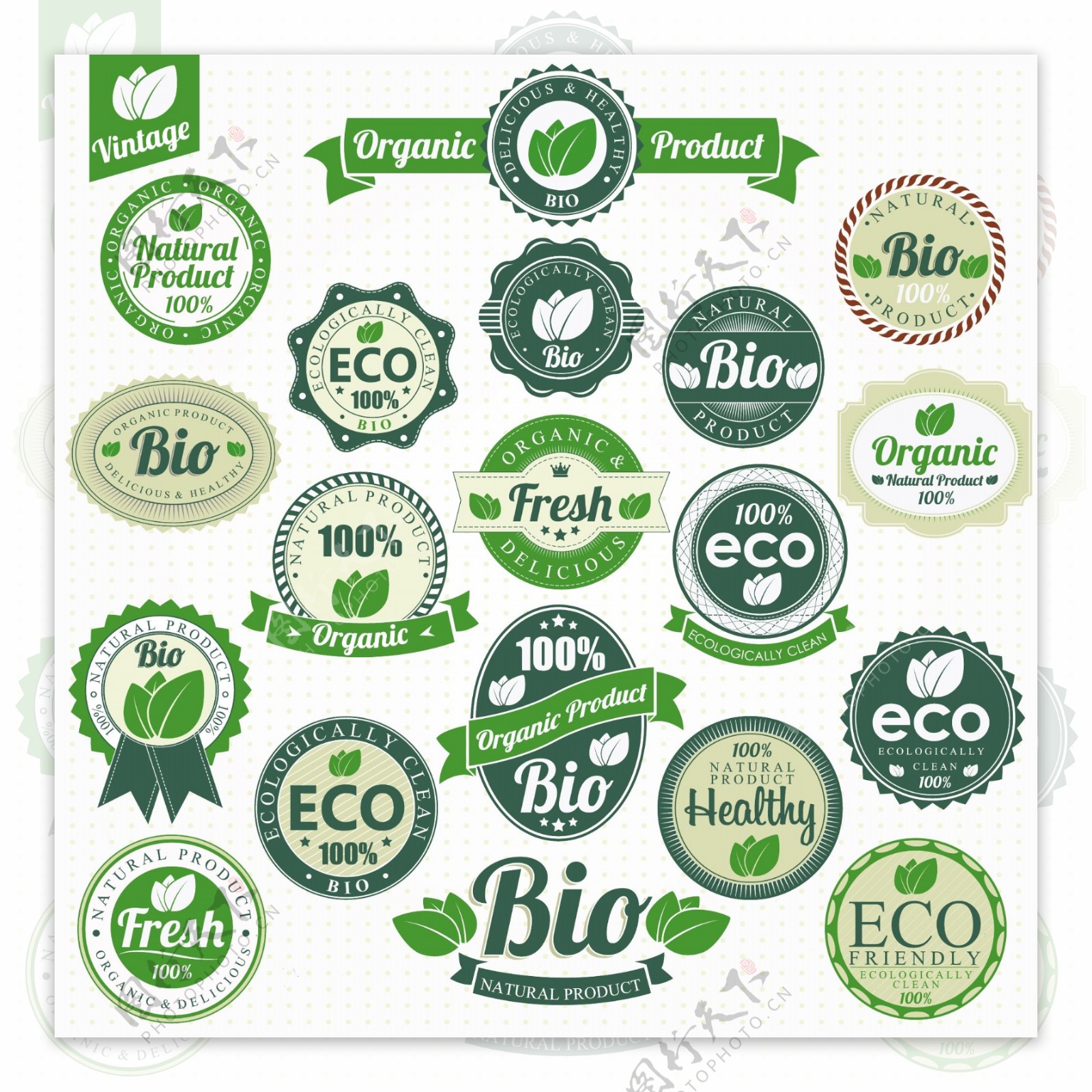绿色环保标签贴纸勋章图片