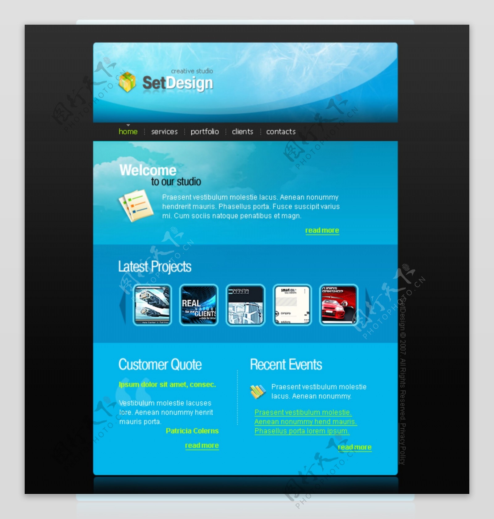 蓝色国外科技网页设计模板