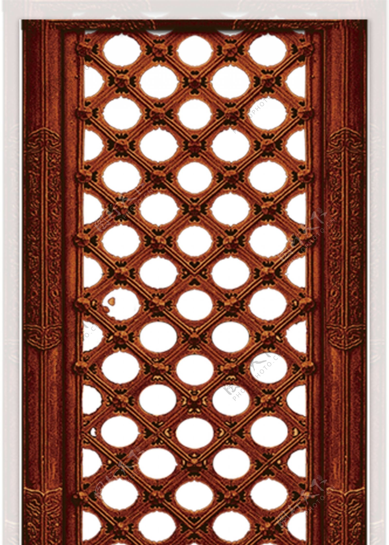 古典单扇雕刻花纹木门