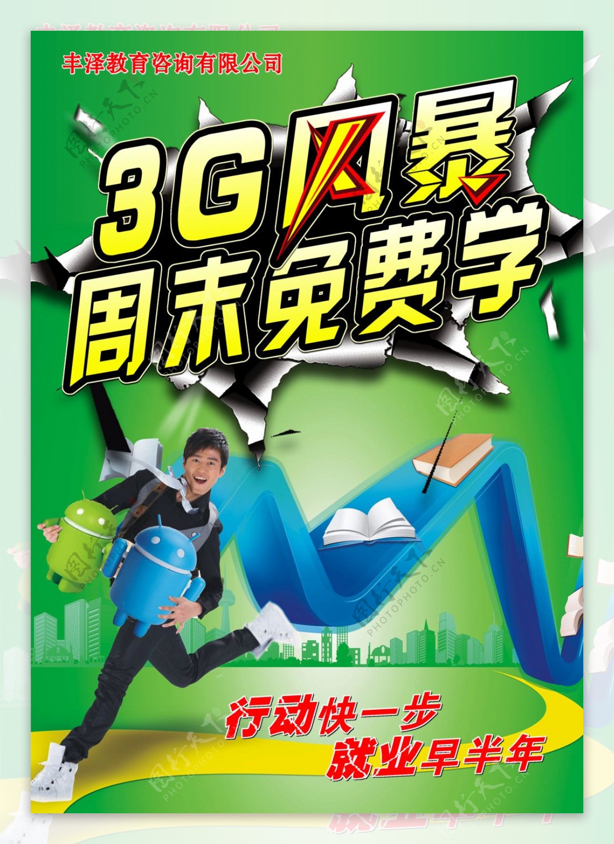 3G风暴教育机构海报PSD分层