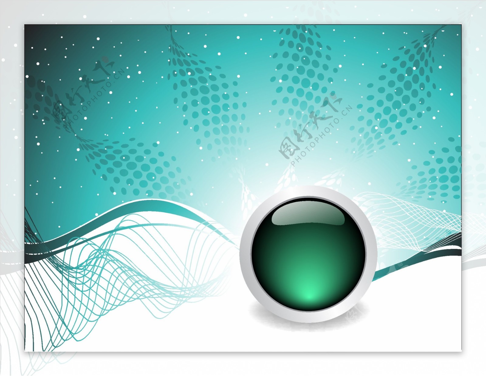 绿色网格背景水晶球和动态矢量素材