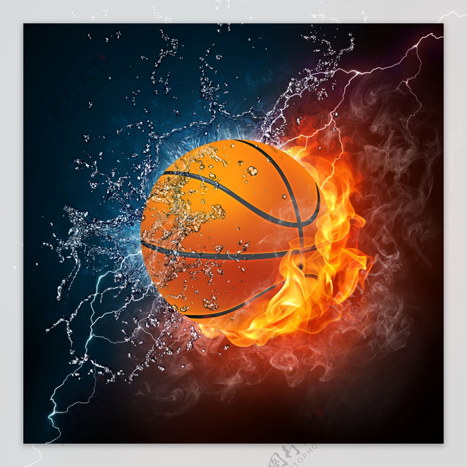 水火中的篮球火焰水滴水珠图片