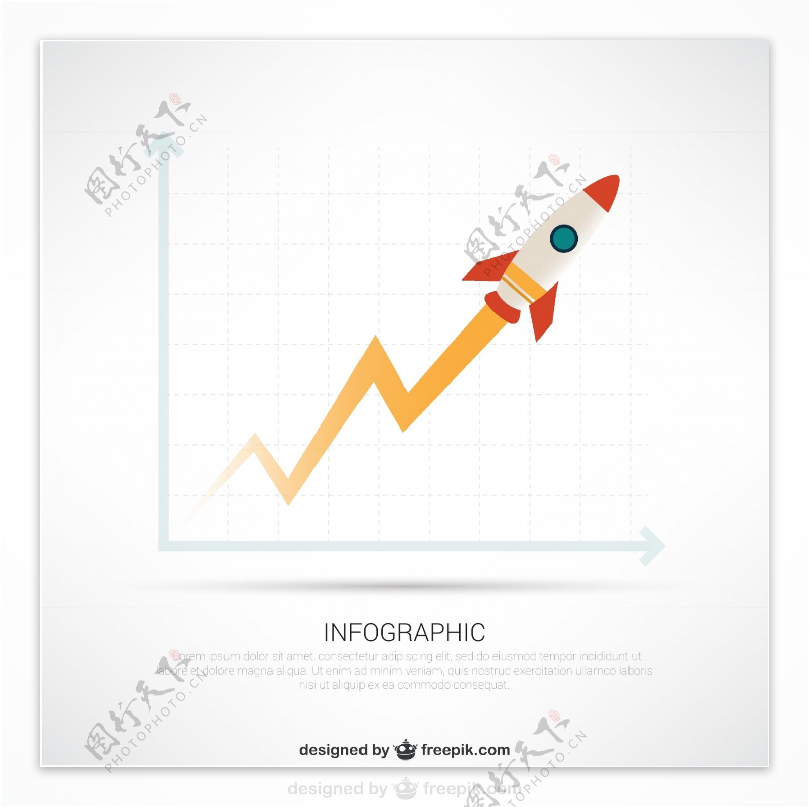 创意火箭业务增长图矢量素材