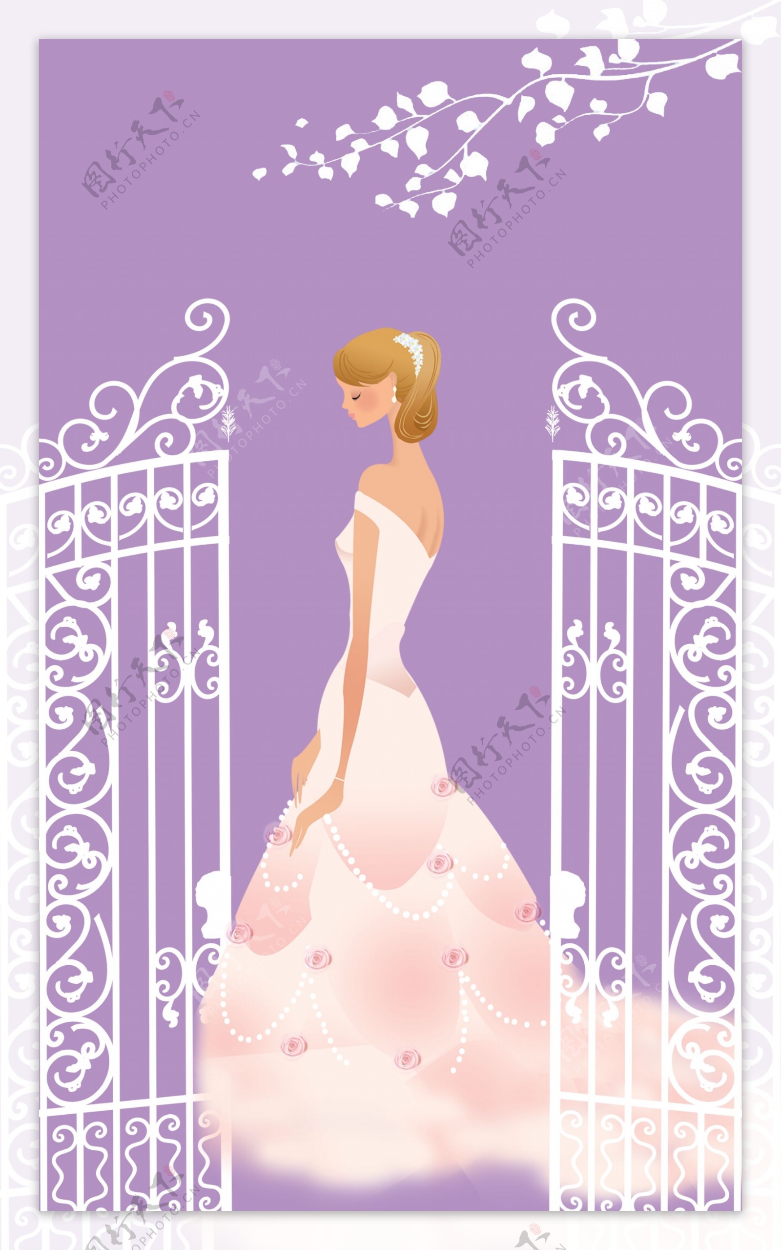 紫色新娘侧背景