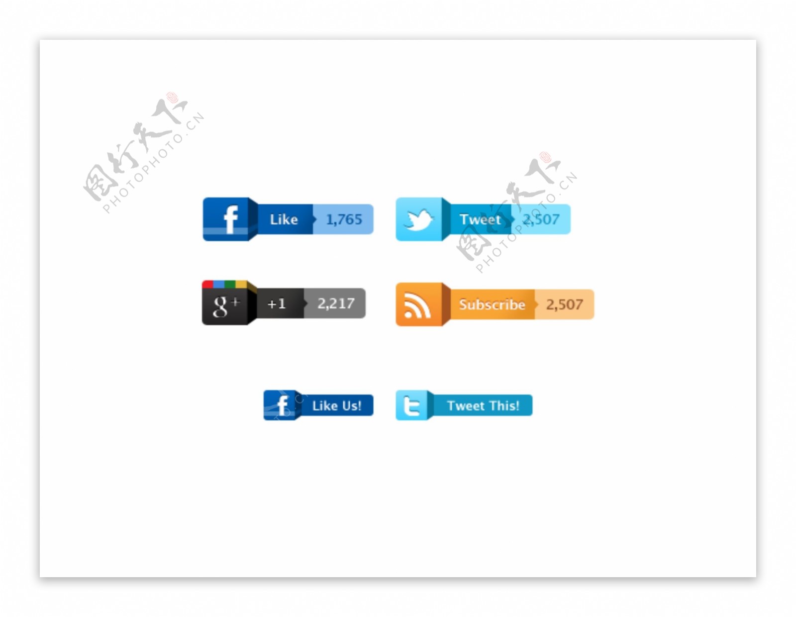 6程式化的社会媒体图标按钮设置PSD
