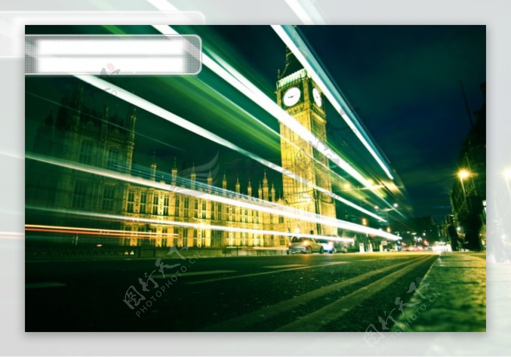 城市夜景素材300dpi速度钟楼城市马路夜景高清图片创意图片