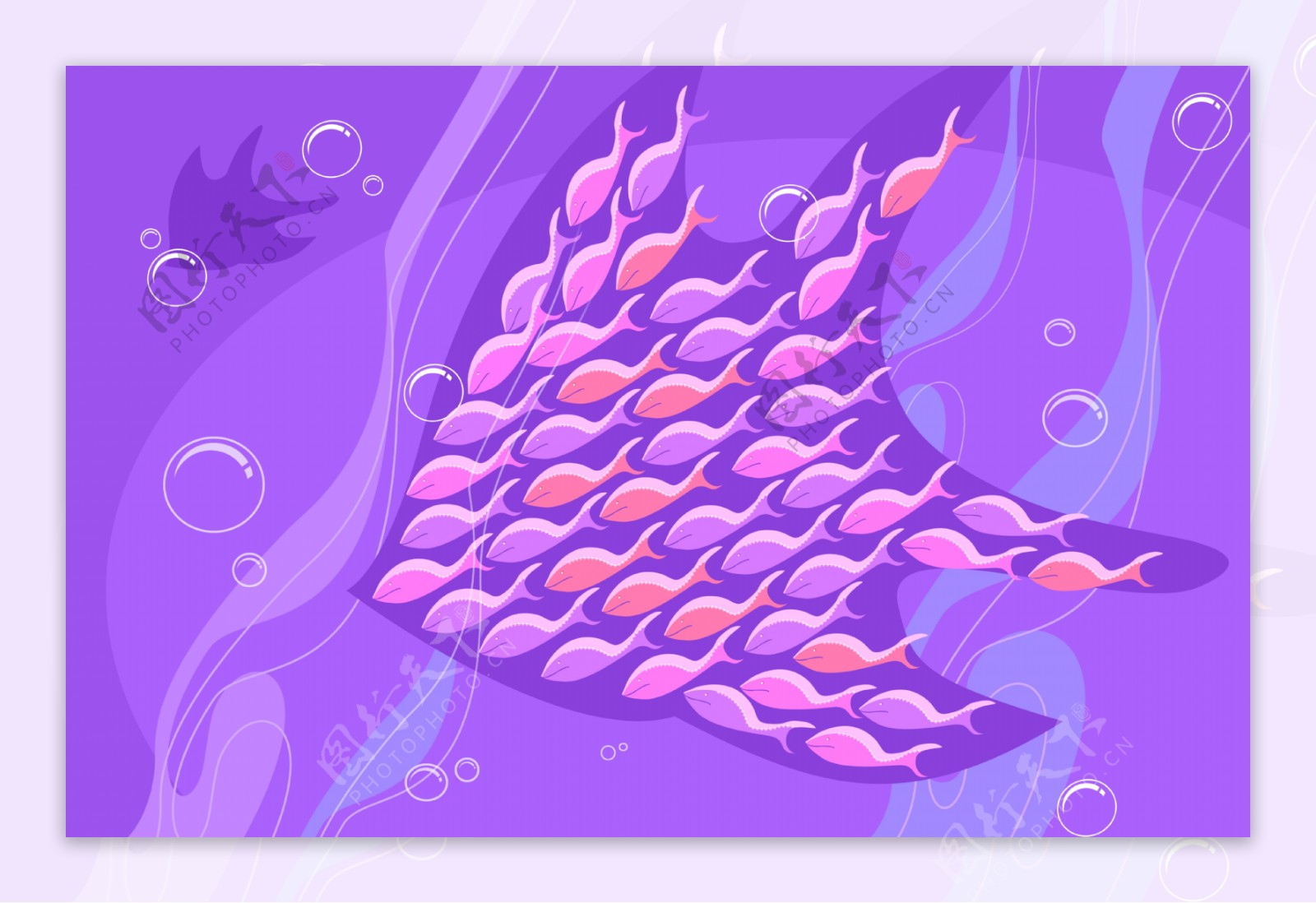高清简单紫色鱼花纹背景
