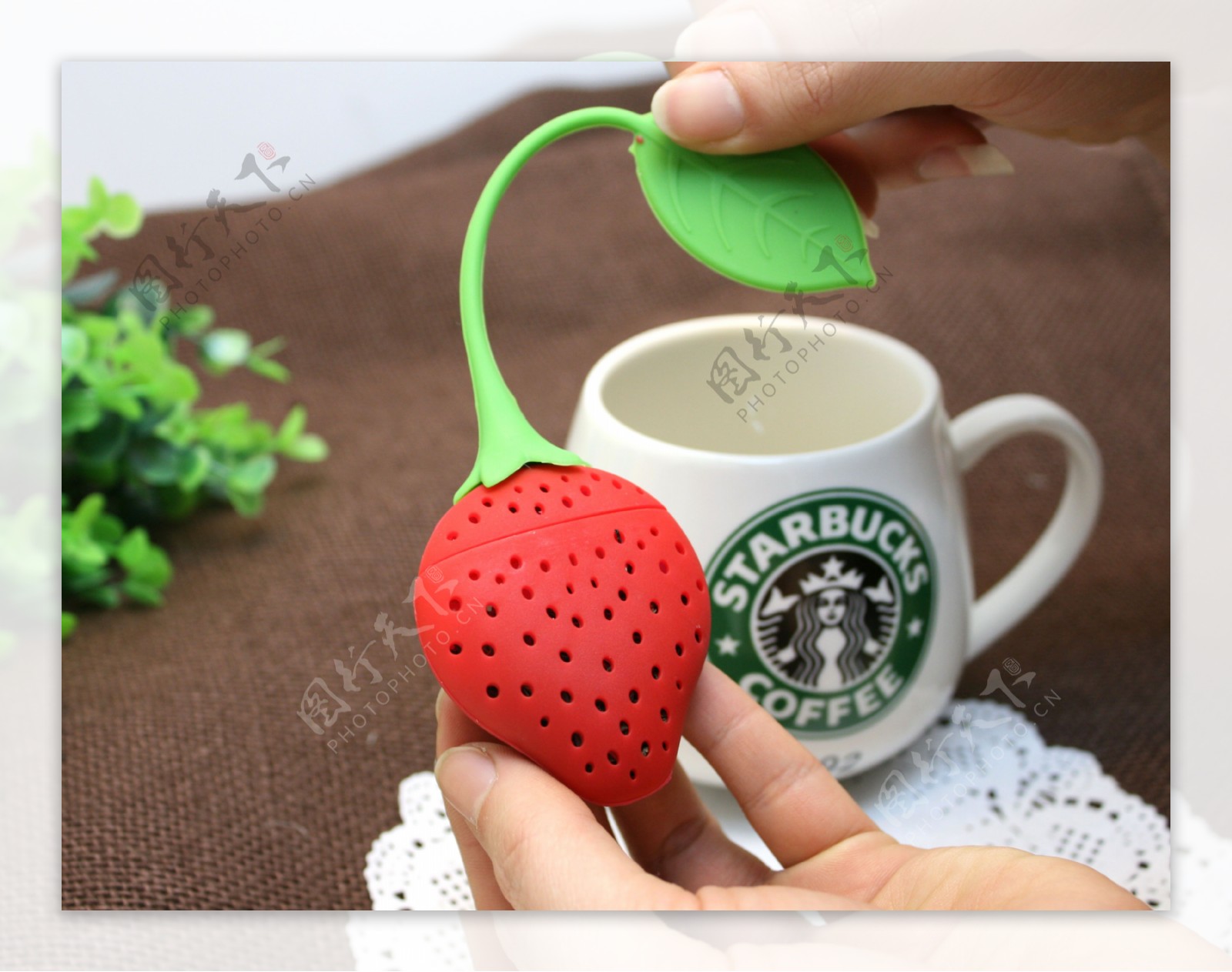 草莓滤茶器图片
