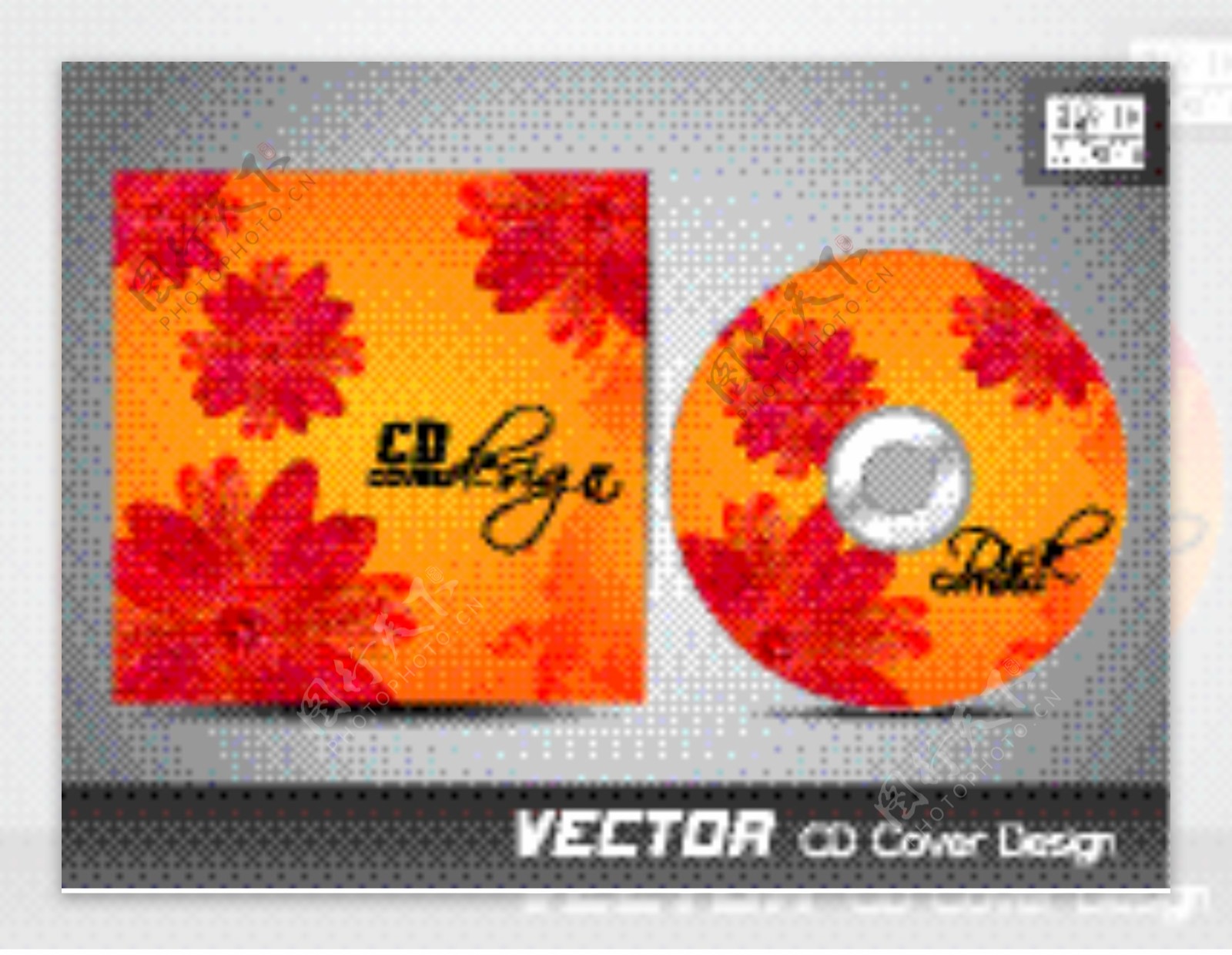 CD封面设计模板的演示空间复制和花的影响