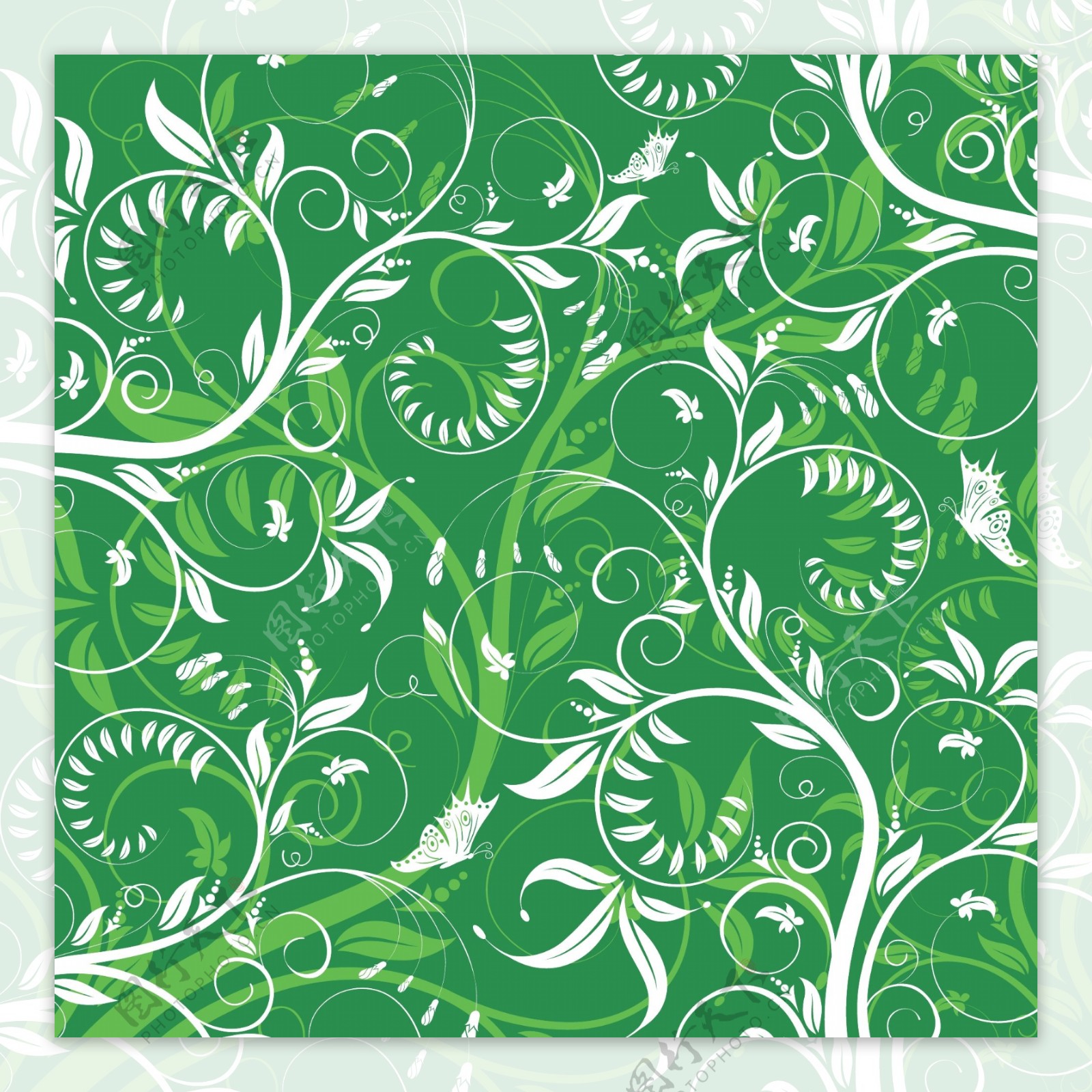 矢量素材绿色植物纹样