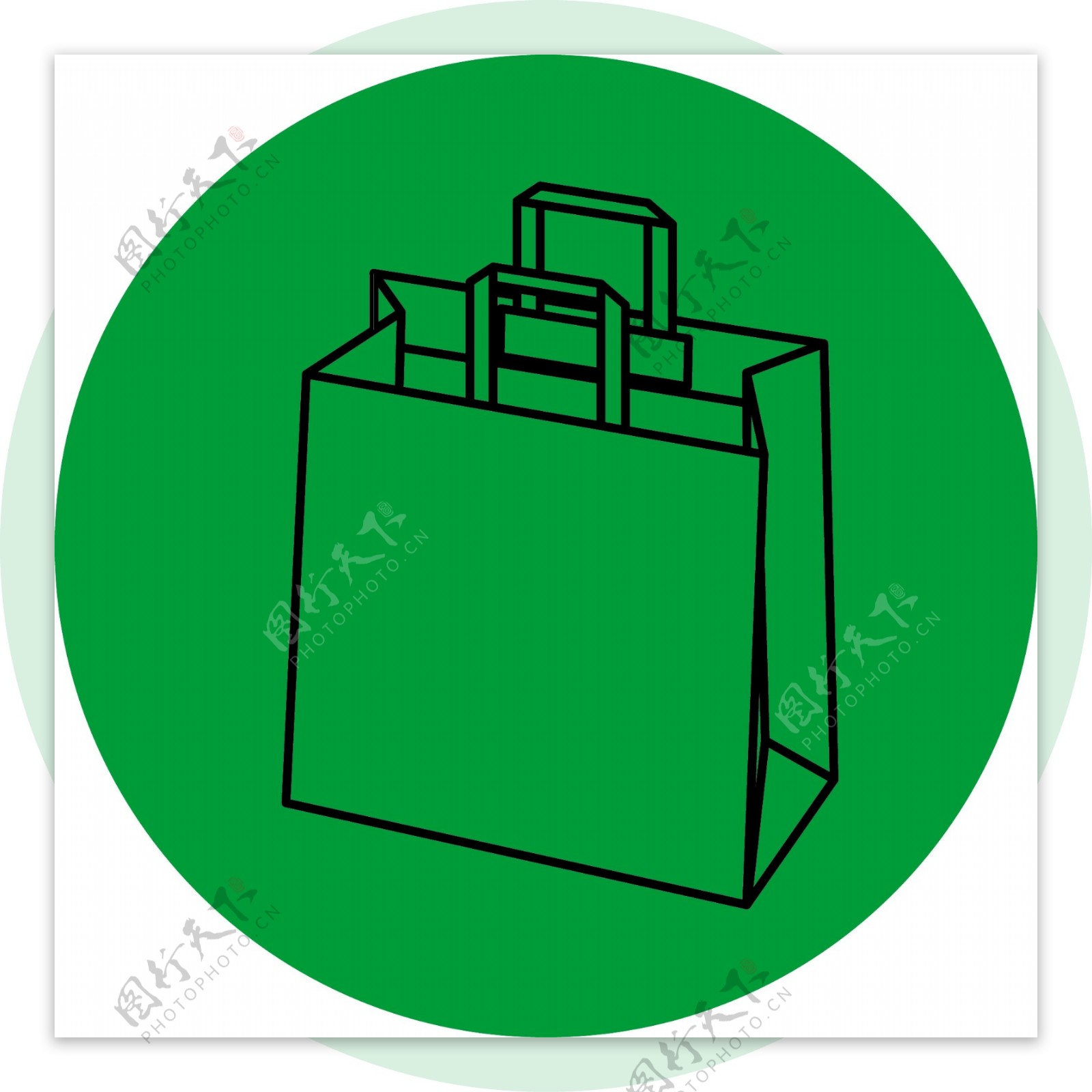 绿色背景环保袋图标