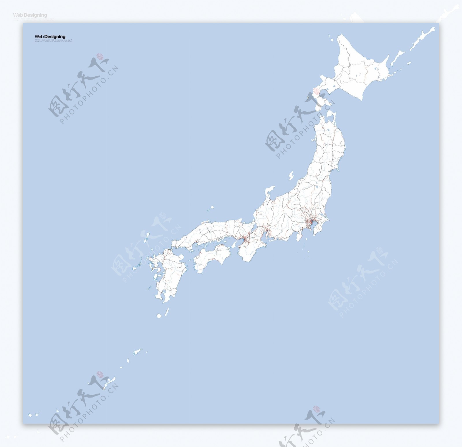 日本地图的铁路网络矢量素材