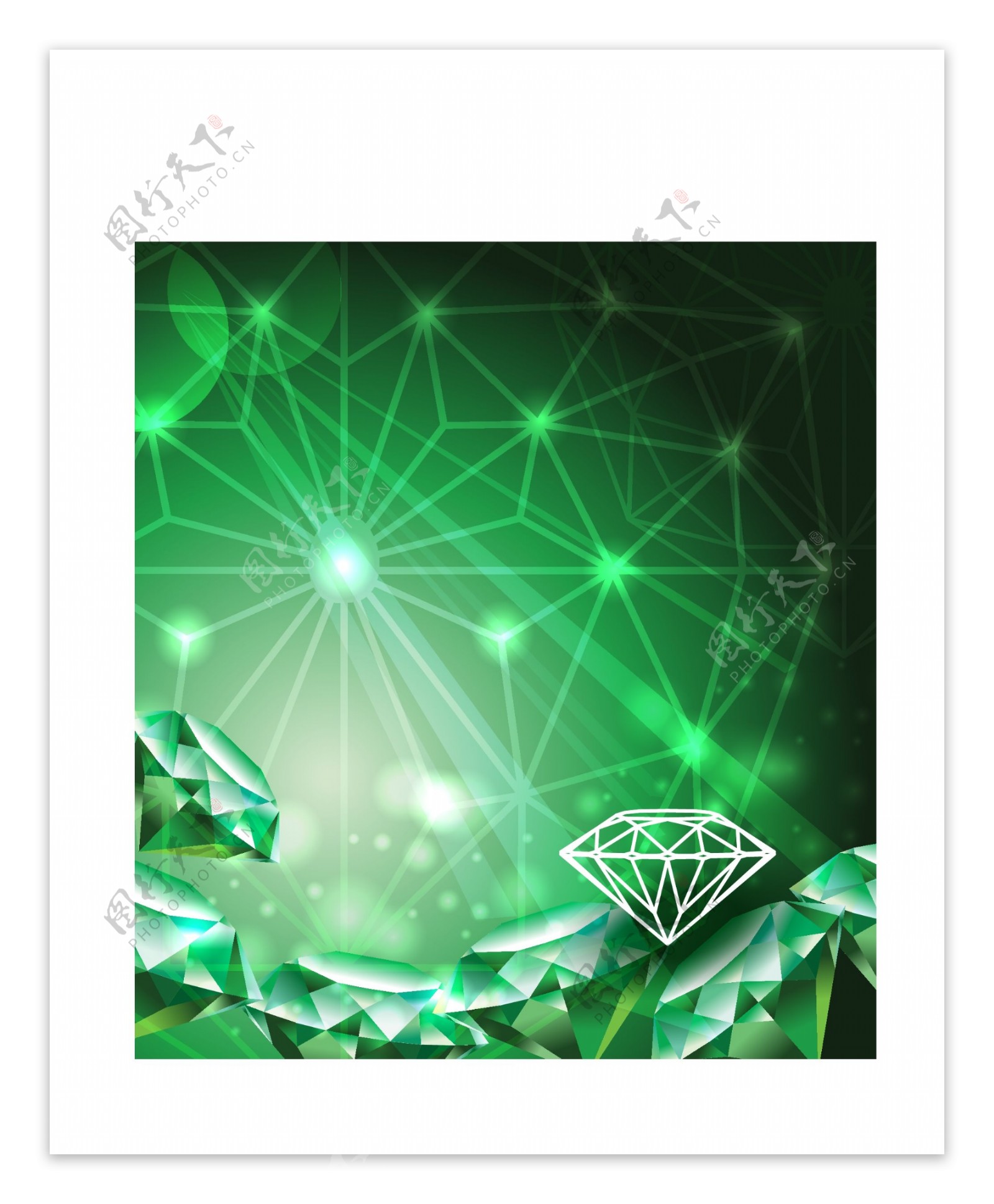 梦幻绿色钻石背景矢量素材