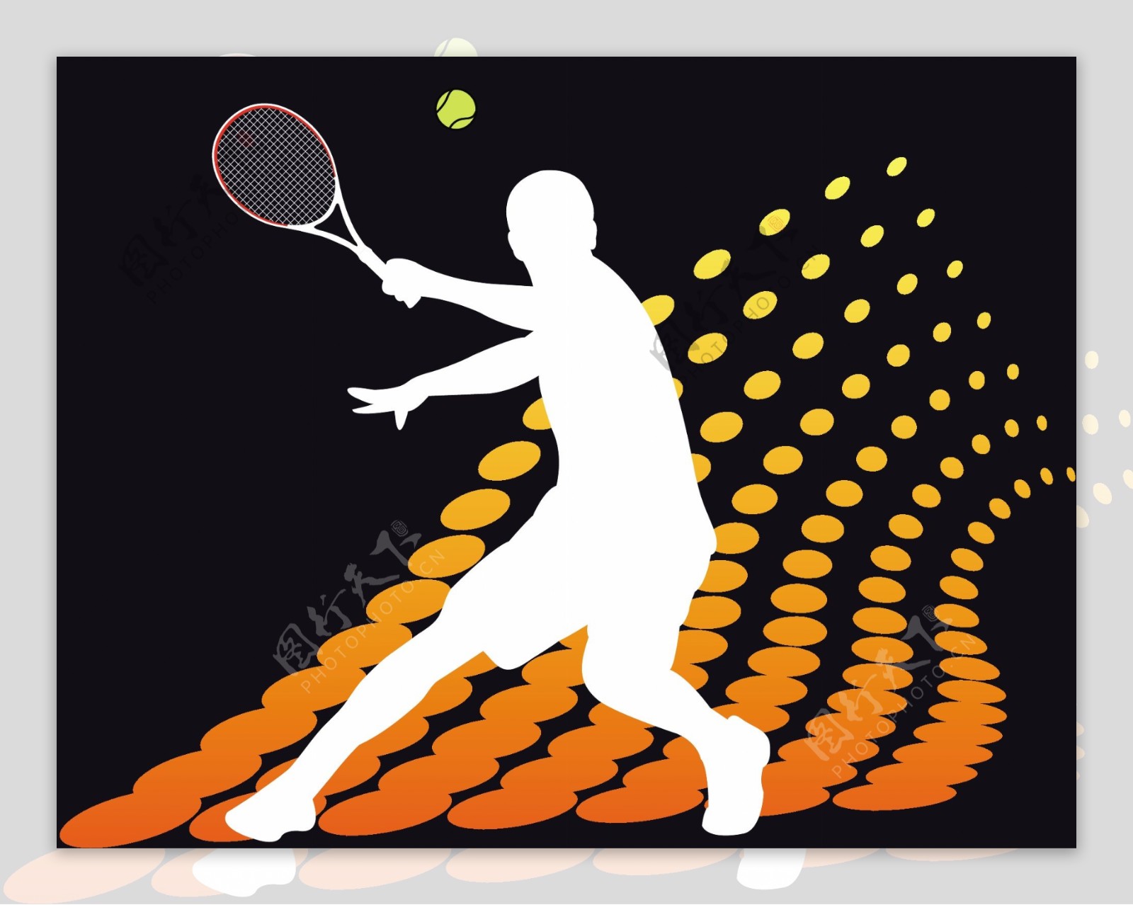 矢量网球运动剪影海报