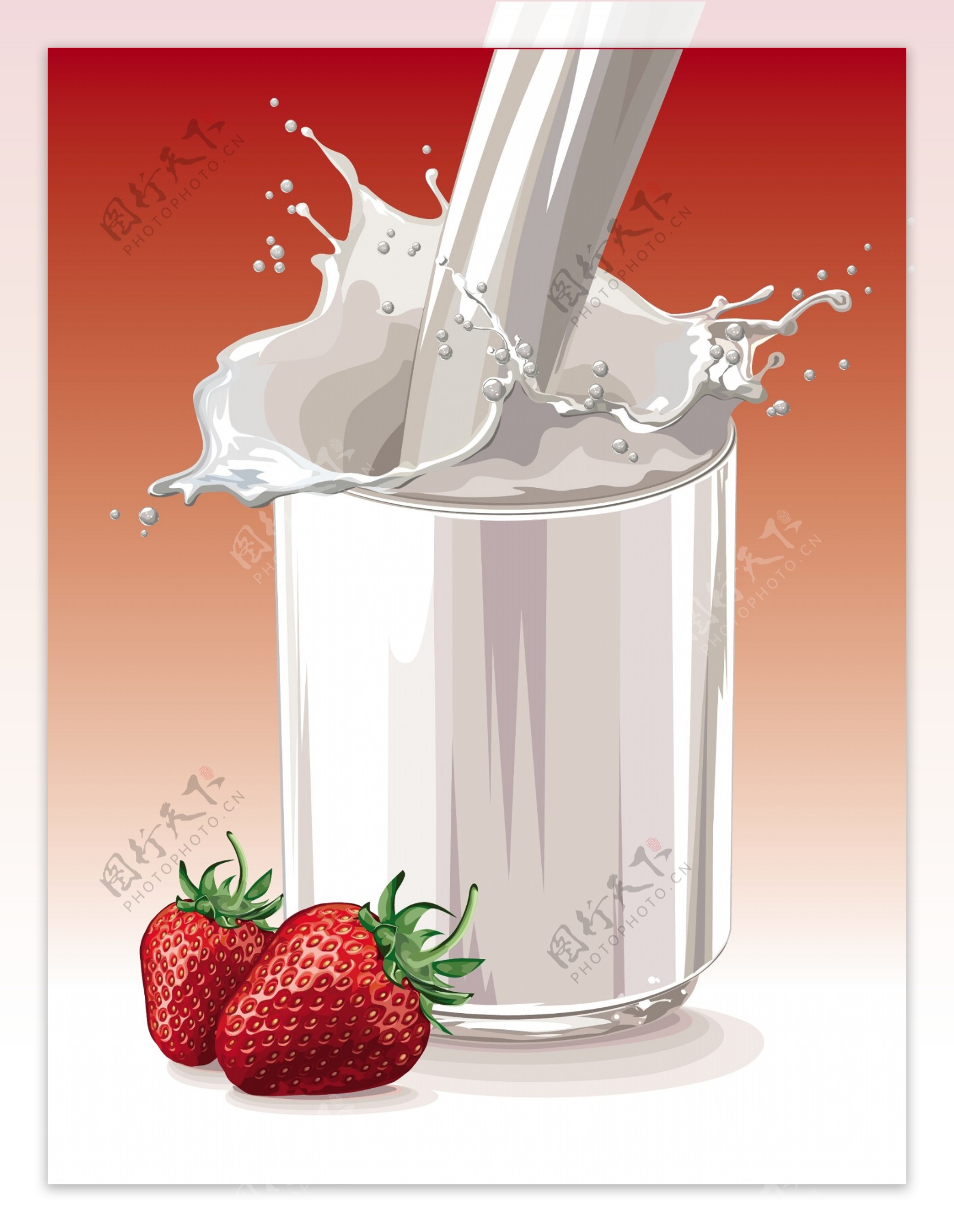 矢量动感牛奶草莓图片
