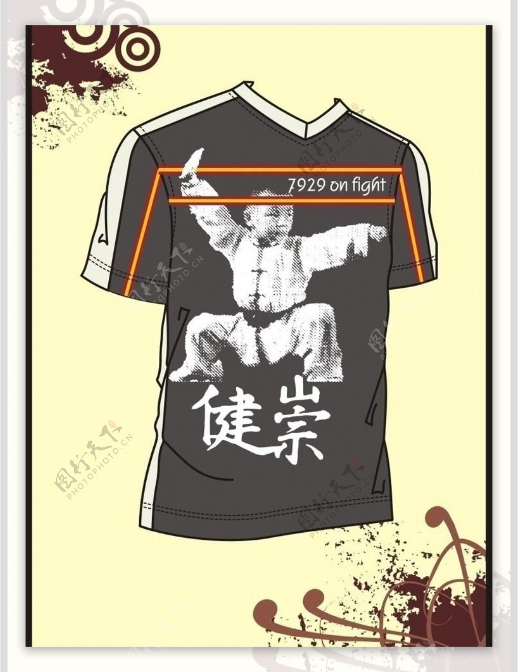 男装tshirt印花设计武术人物图片