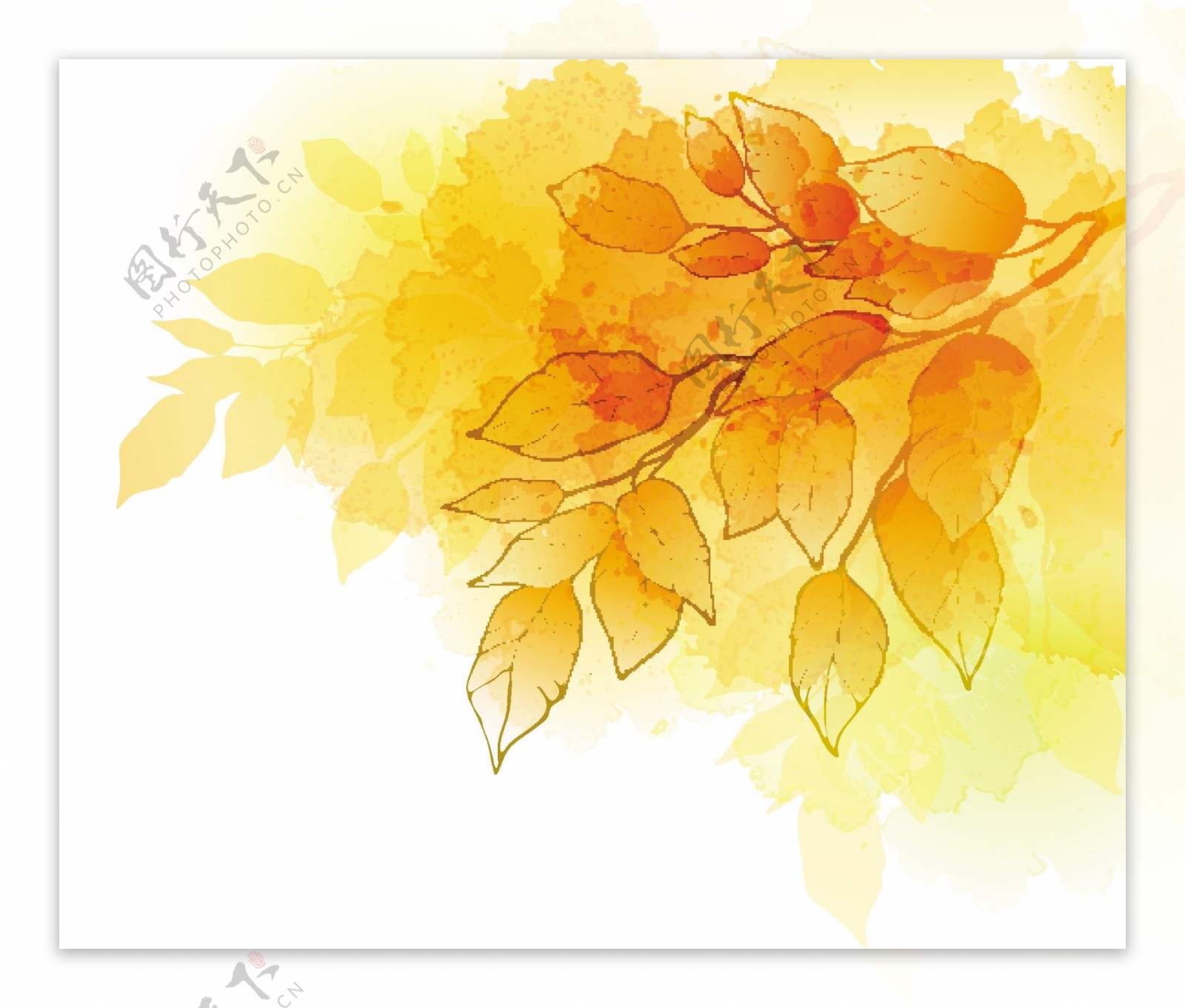 金色的秋天树叶背景矢量素材1