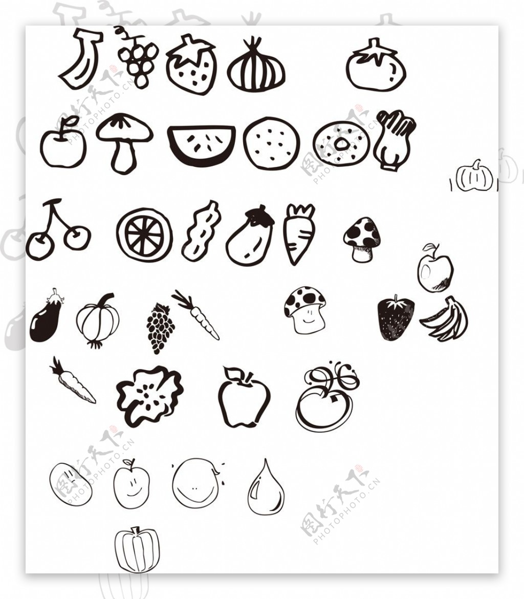 卡通水果蔬菜图标