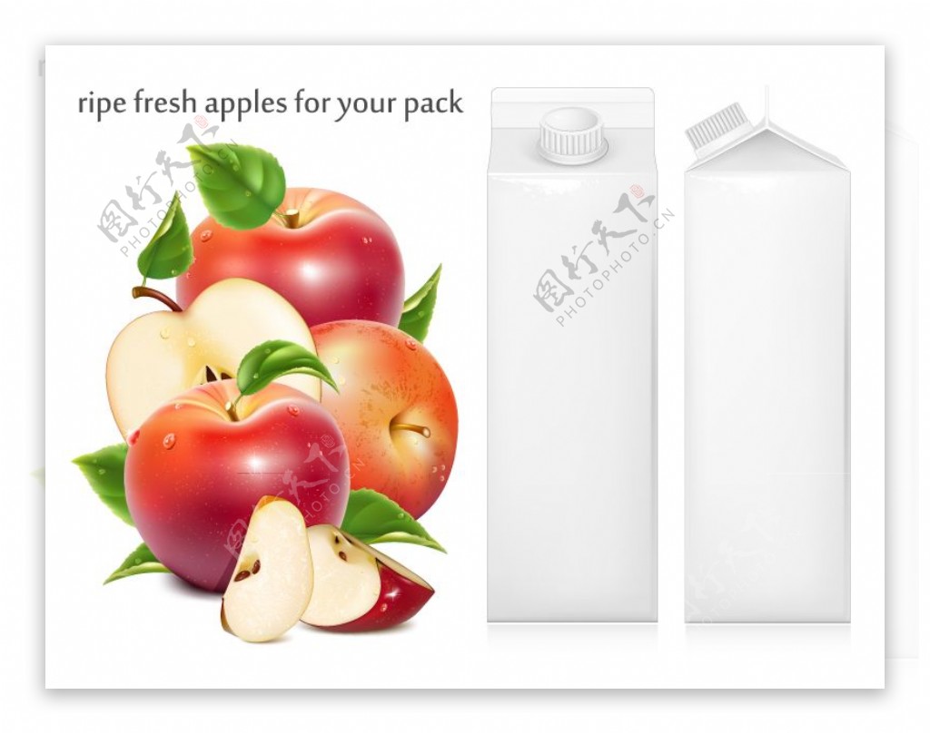 红苹果与果汁包装设计矢量