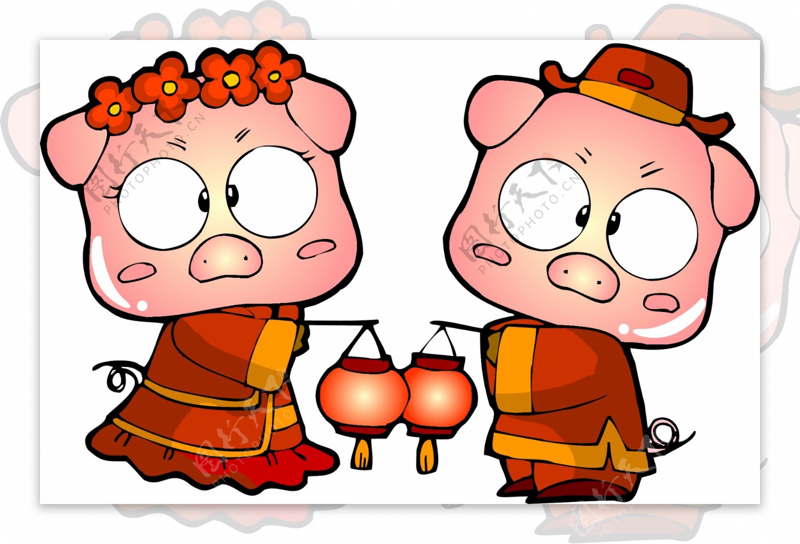 卡通生肖猪年素材可爱节日小猪矢量图21