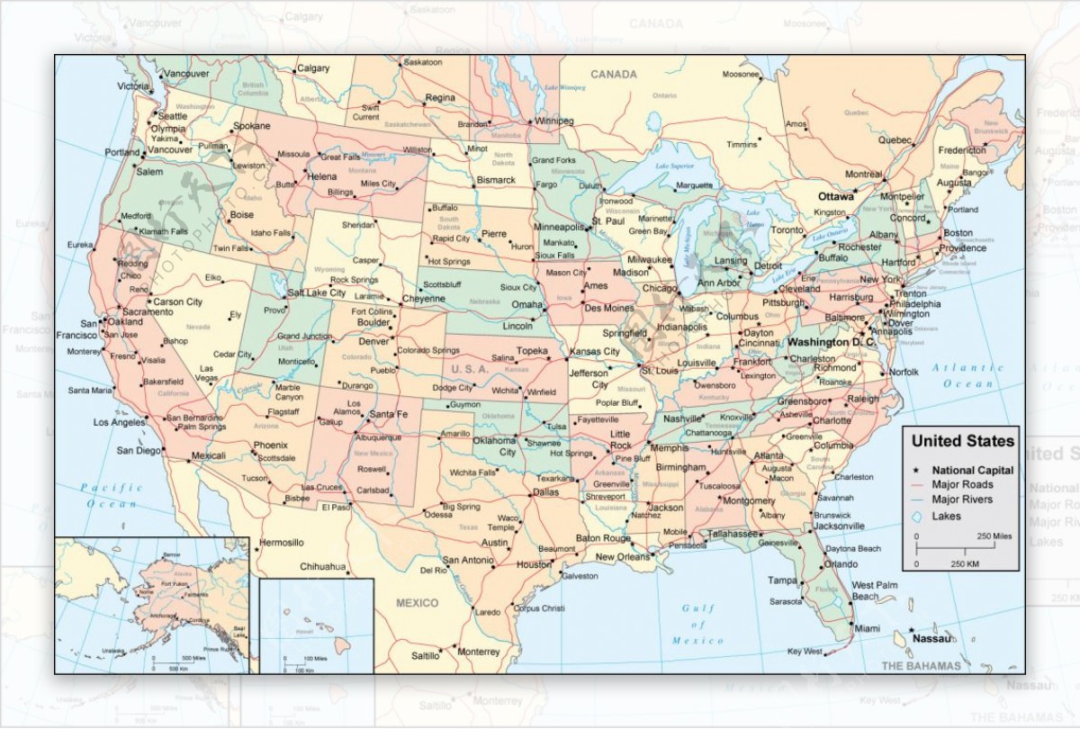 美国地图矢量图