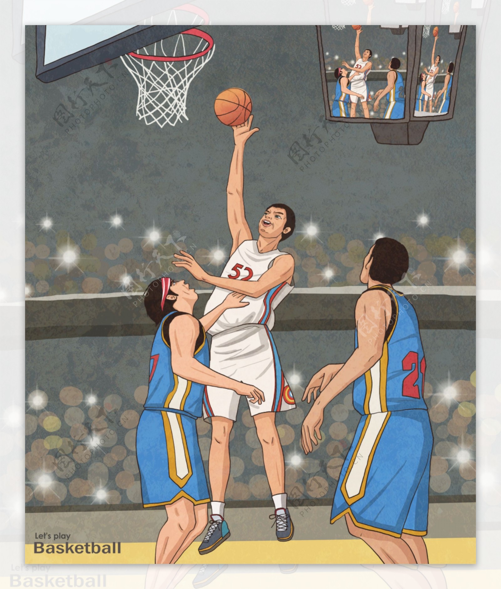 漫画篮球体育比赛图片