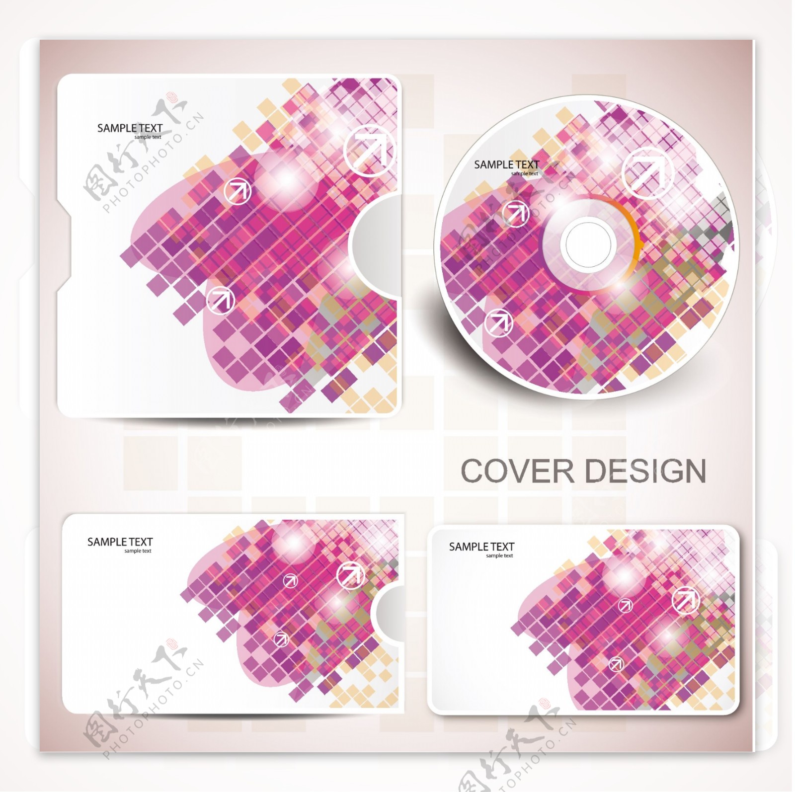 炫彩抽象图案cd包装矢量素材
