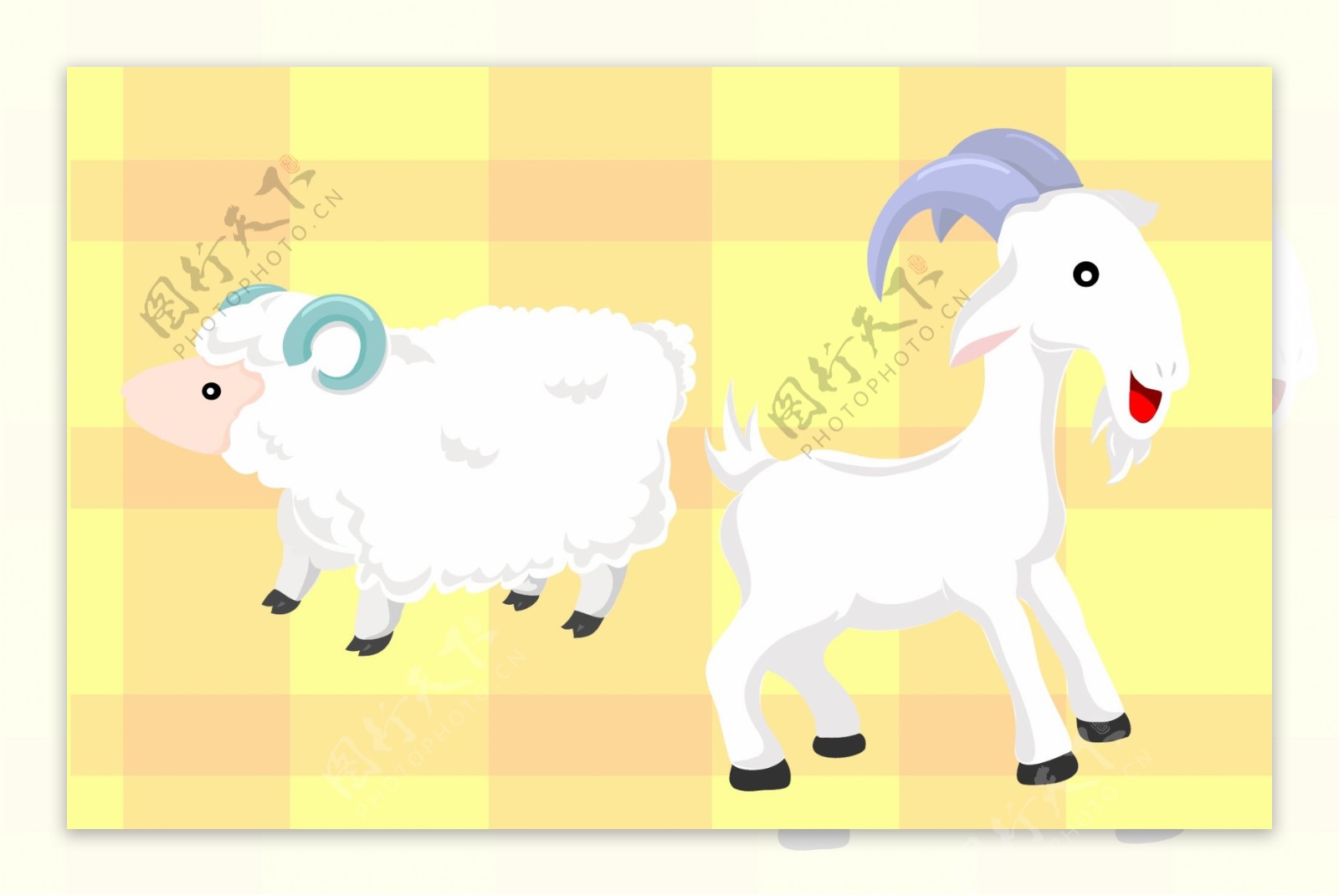卡通山羊和绵羊