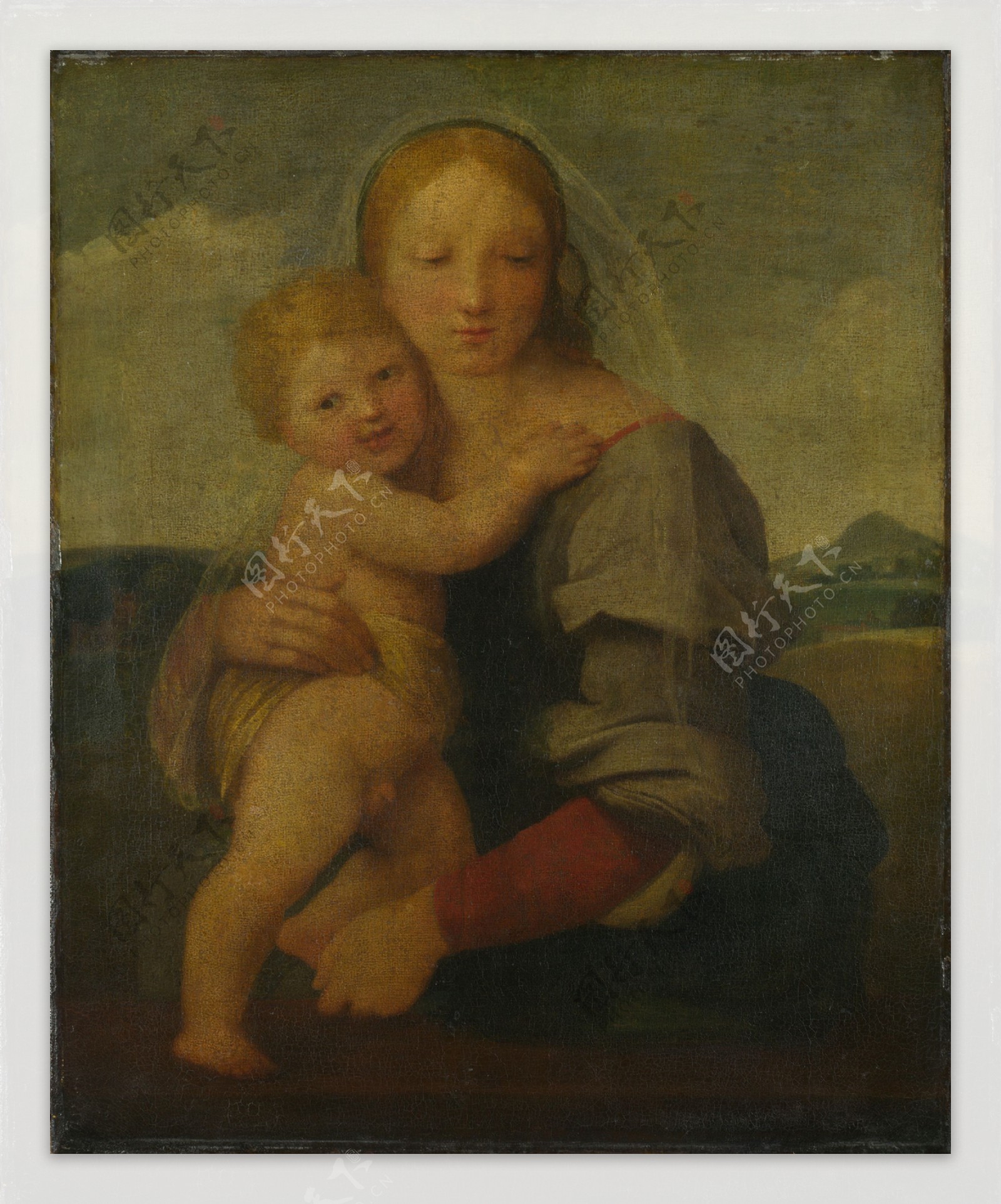 RaphaelTheMadonnaandChildTheMackintoshMadonna意大利画家拉斐尔Raphael古典人物油画装饰画