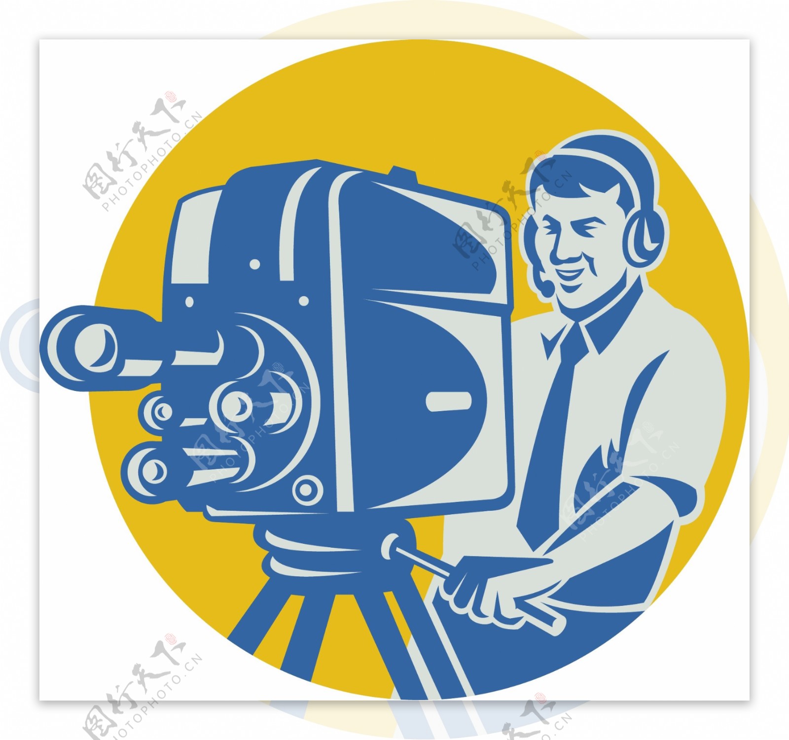 电影摄制电视摄像师在电影摄影机复古