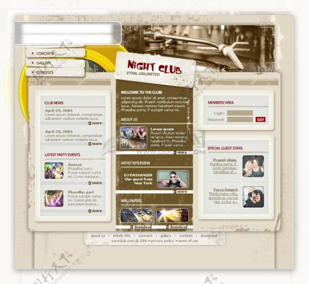 乐队音乐类韩国网站模板