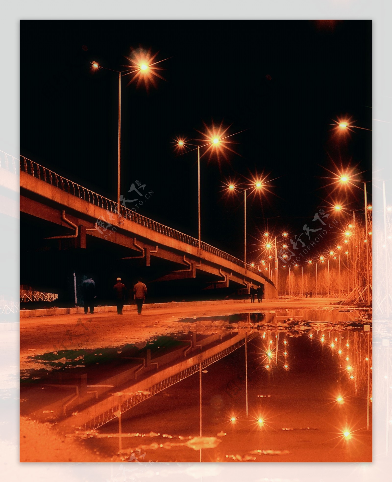 桥头夜色图片