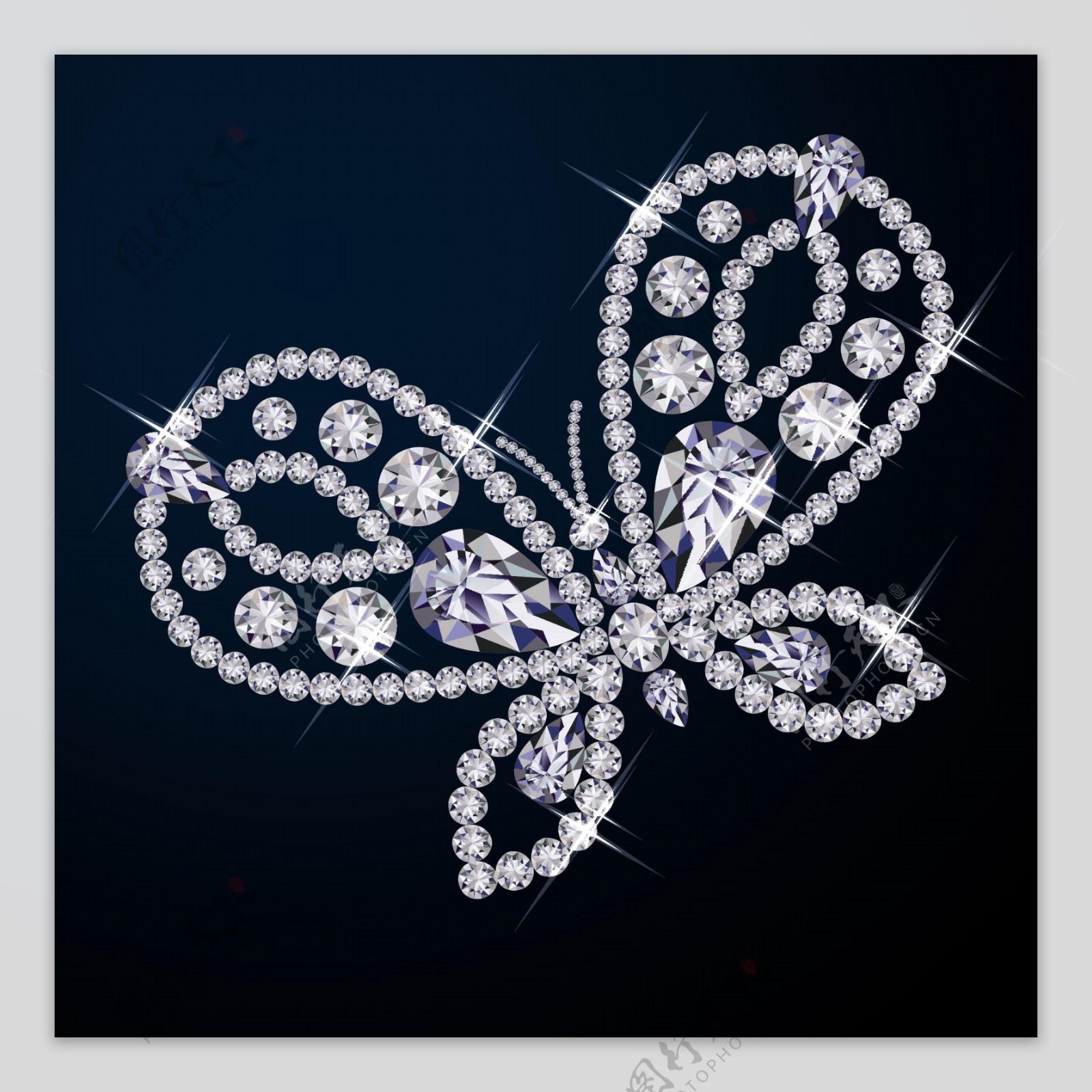 钻石蝴蝶背景矢量素材