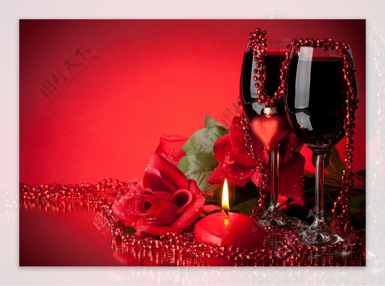 节日红酒玫瑰图片