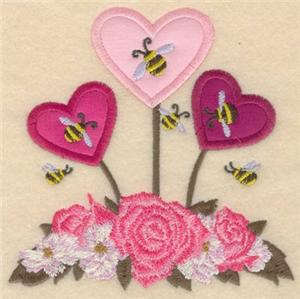 蜜蜂花朵花爱心心形免费素材