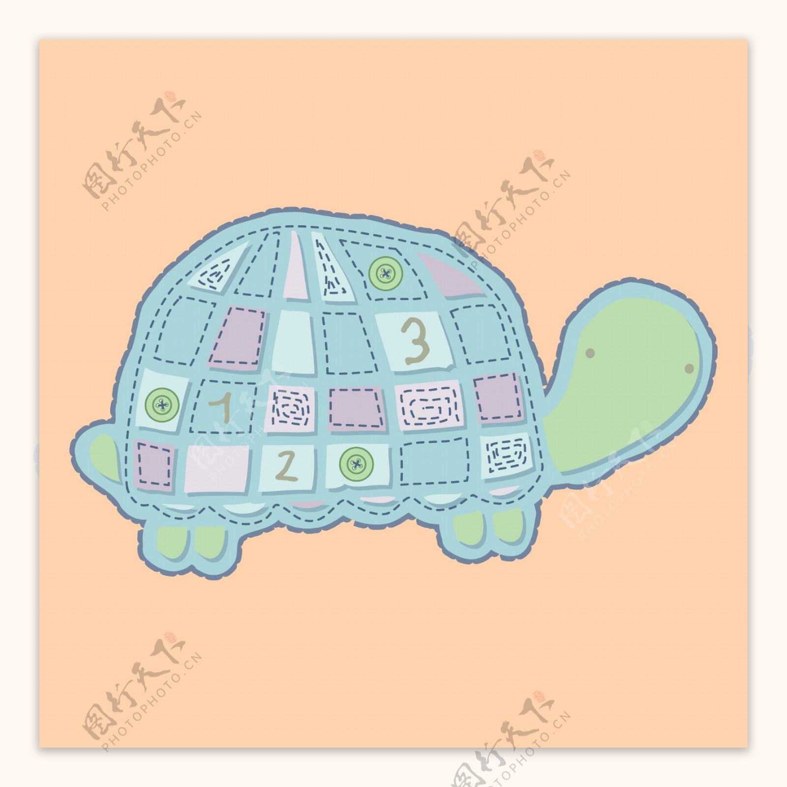 印花矢量图T恤图案卡通动物乌龟色彩免费素材