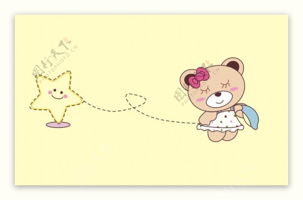 卡通动物小熊遛星星设计