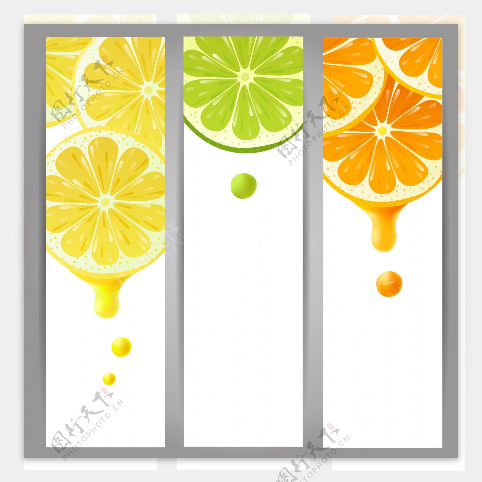 彩色柠檬矢量横幅模板