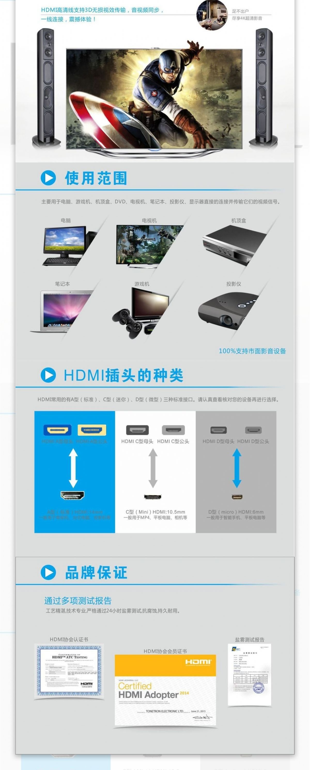 HDMI高清数据线详情页