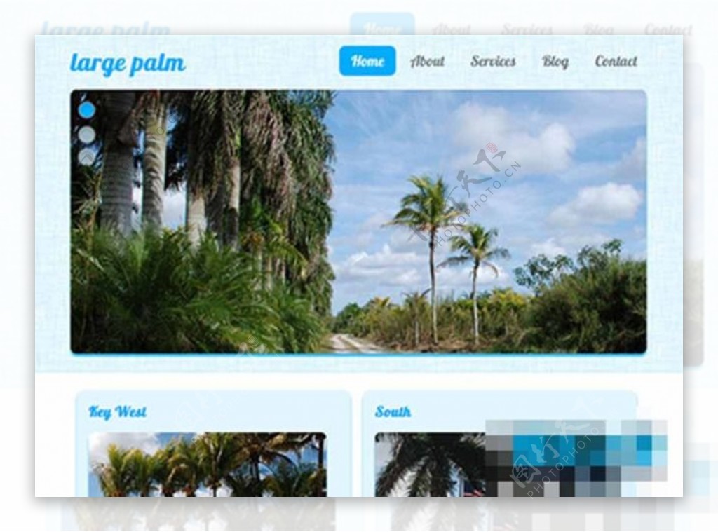 旅行度假蓝色大图幻灯html5模板