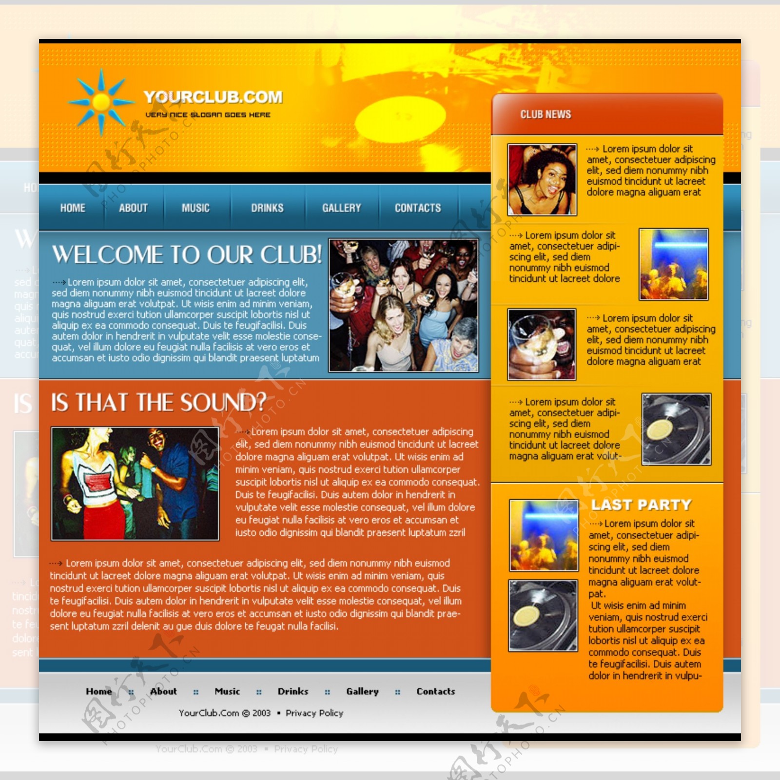 欧美酒吧dj网页模板图片