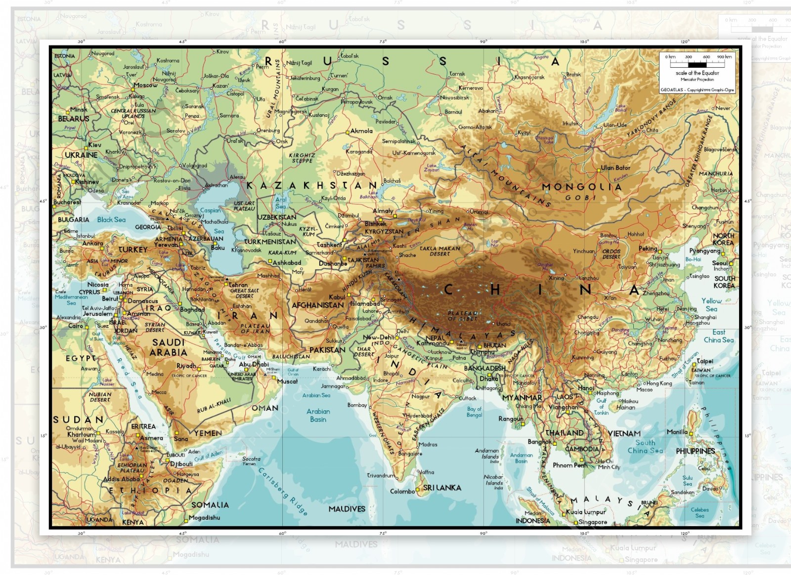美丽的世界地图矢量素材亚洲中心地图