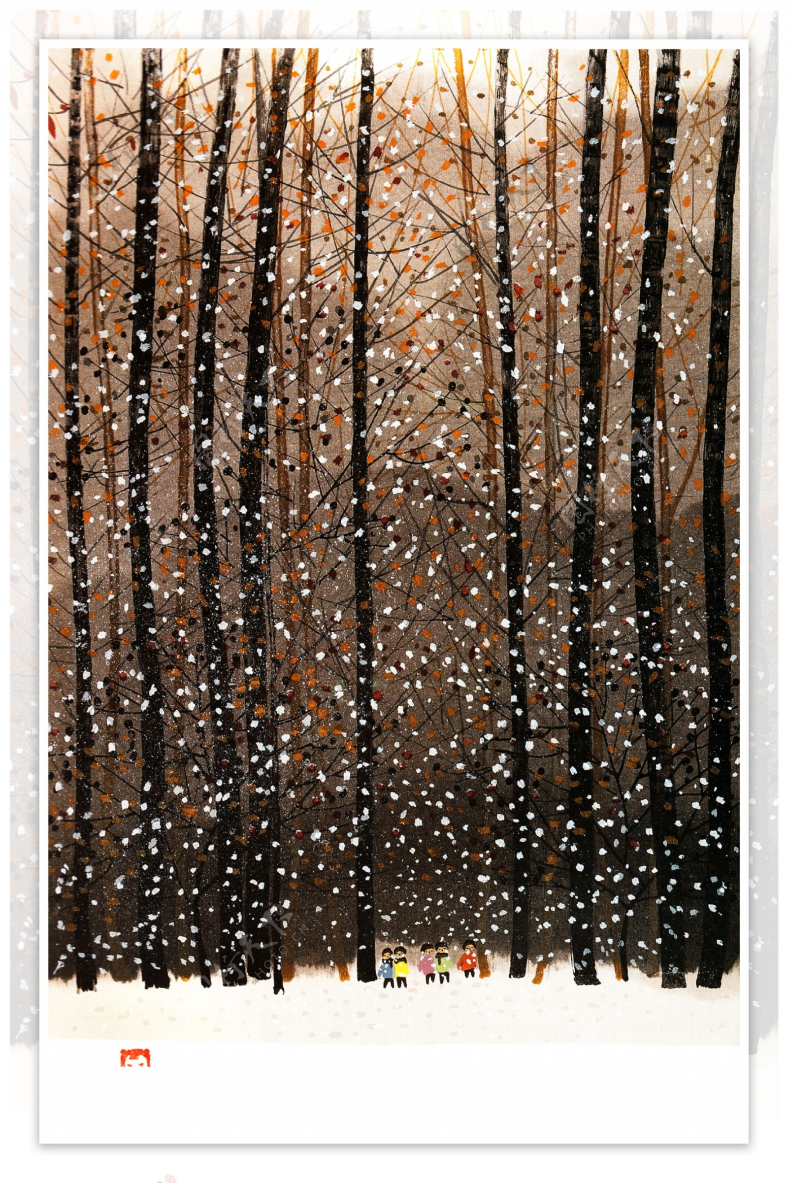 雪景装饰画图片