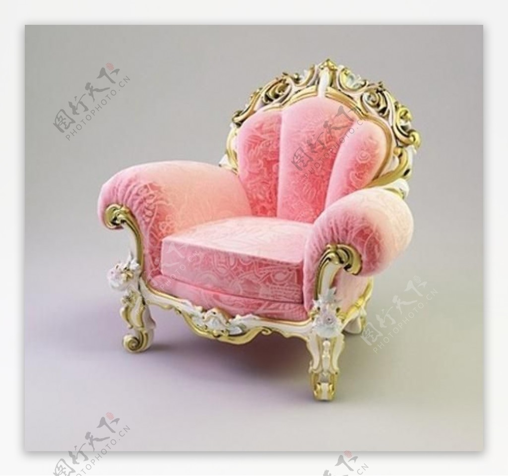 安妮女王的巴洛克式的3D模型的椅子