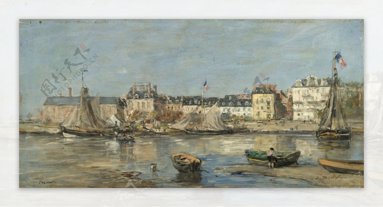 EugeneBoudinTrouvilllethePort188085.jpeg大师画家风景画静物油画建筑油画装饰画