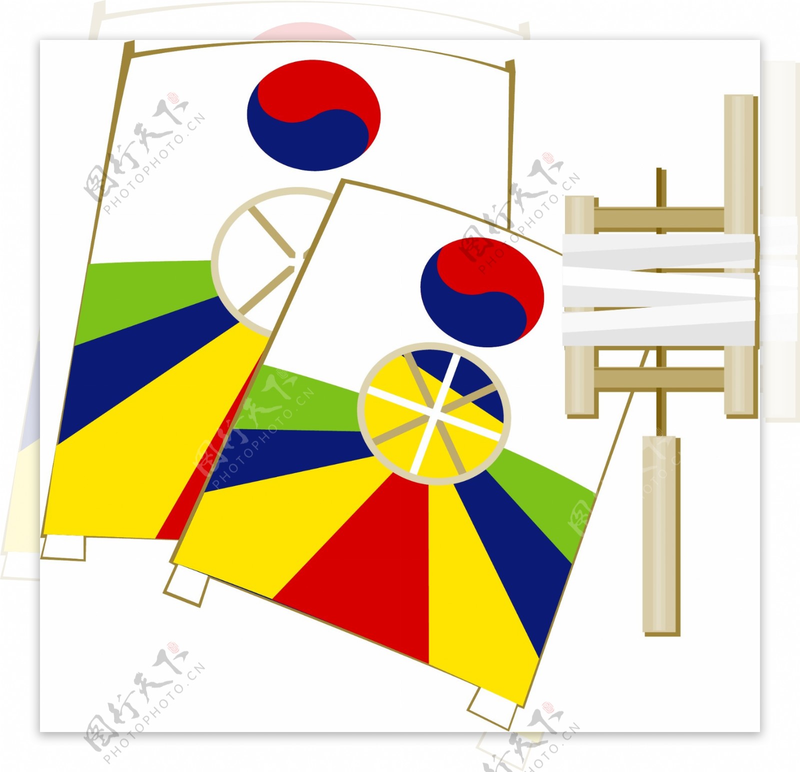 韩国传统新年符号风筝矢量图05